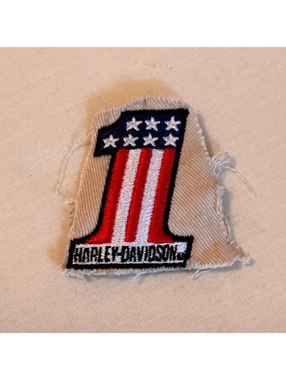 Vintage Harley-Davidson Number One Badge Patch American Flag Red White Blue 1
